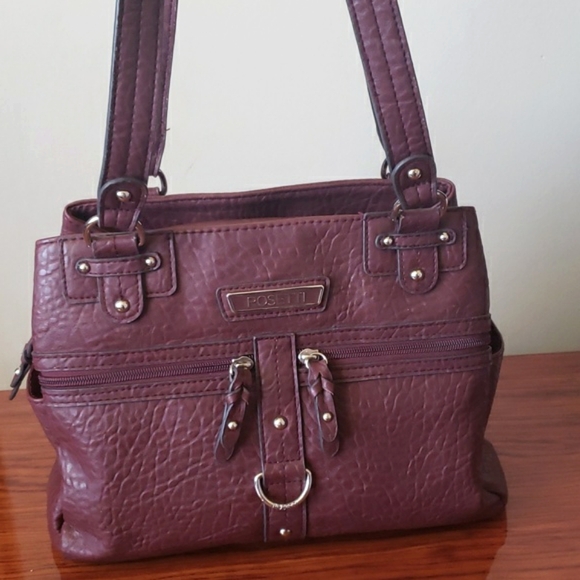 Rosetti Midtown Eggplant Leather Satchel Bag / Shoulder Purse. - Picture 3 of 16